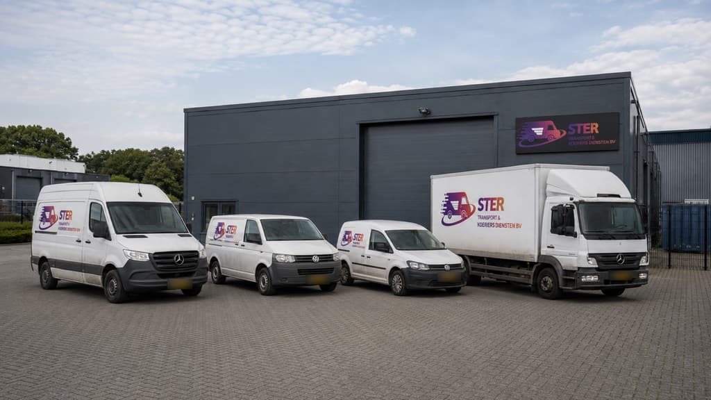 Vier voertuigen van Ster Transport voor het eigen depot in Enschede