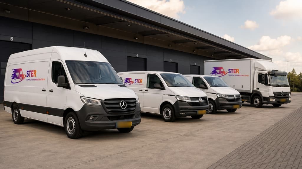 Het wagenpark van Ster Transport bij de laadperrons